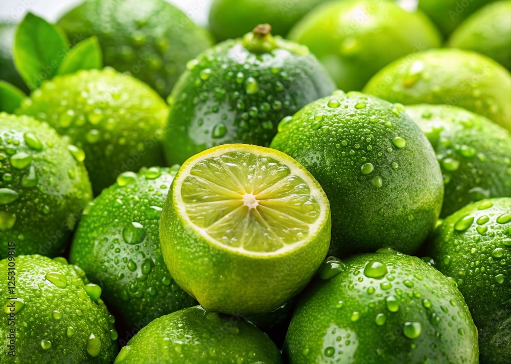 Panoramic Photo: Freshly Picked Spanish Limes on White Background Panoramic Photo: Freshly Picked Spanish Limes on White Background