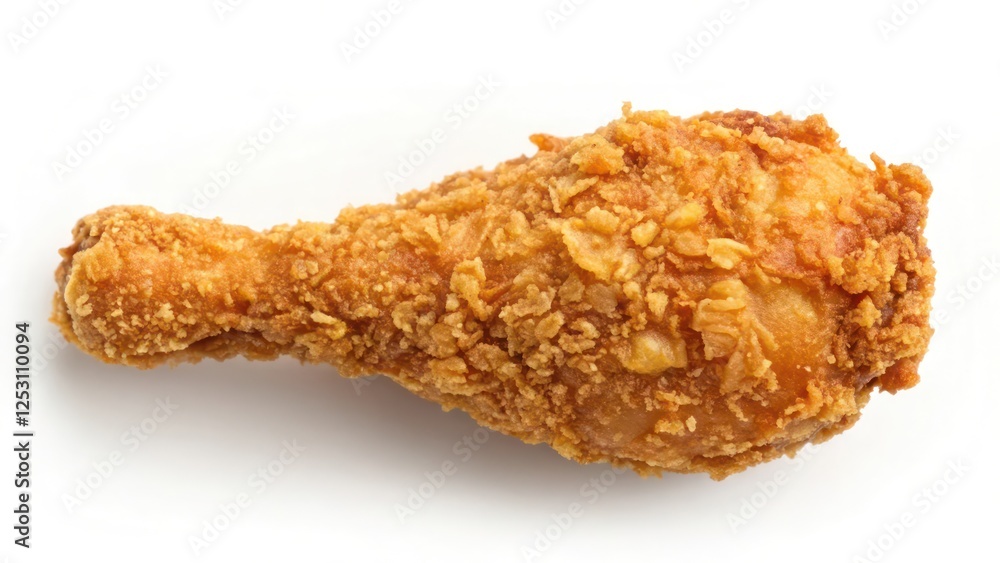 Crispy Fried Chicken Drumstick on a White Background Crispy Fried Chicken Drumstick on a White Background