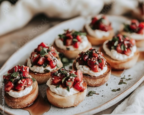 Wallpaper Mural Generative AI, Rustic Strawberry Ricotta Crostini with Honey Torontodigital.ca