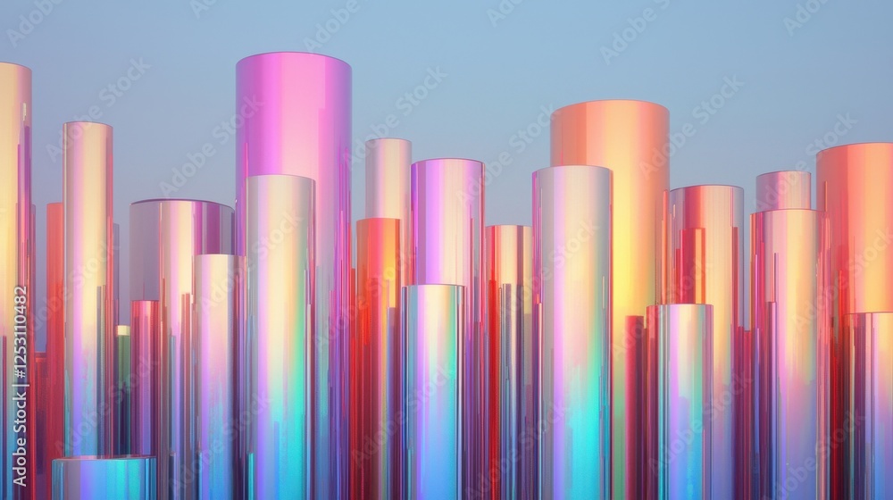 Colorful Cylinders Reflected by Light in an Abstract Setting Colorful Cylinders Reflected by Light in an Abstract Setting