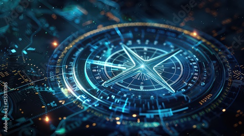 Wallpaper Mural Compass Direction On Digital Code Blue Background Torontodigital.ca