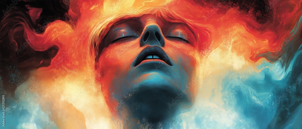 Fototapeta premium Abstract Woman'S Face In Fire And Ice