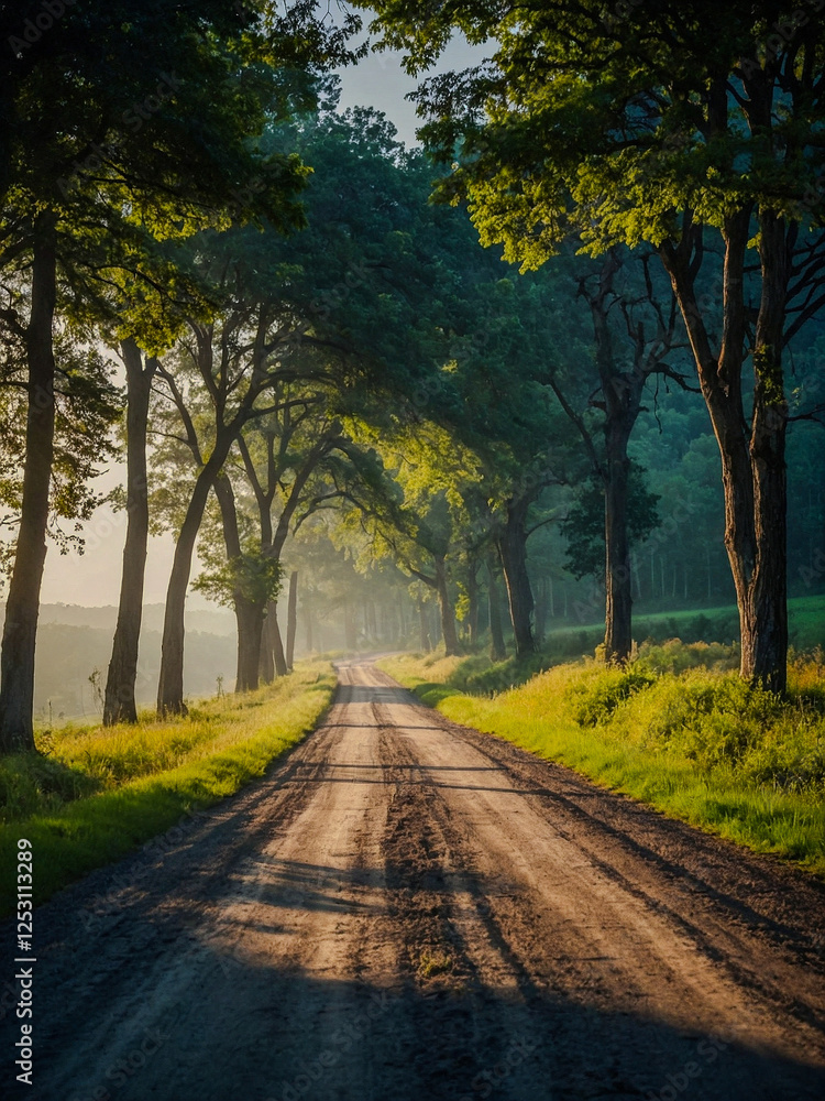Obraz premium Country road running through a scenic rural landscape.