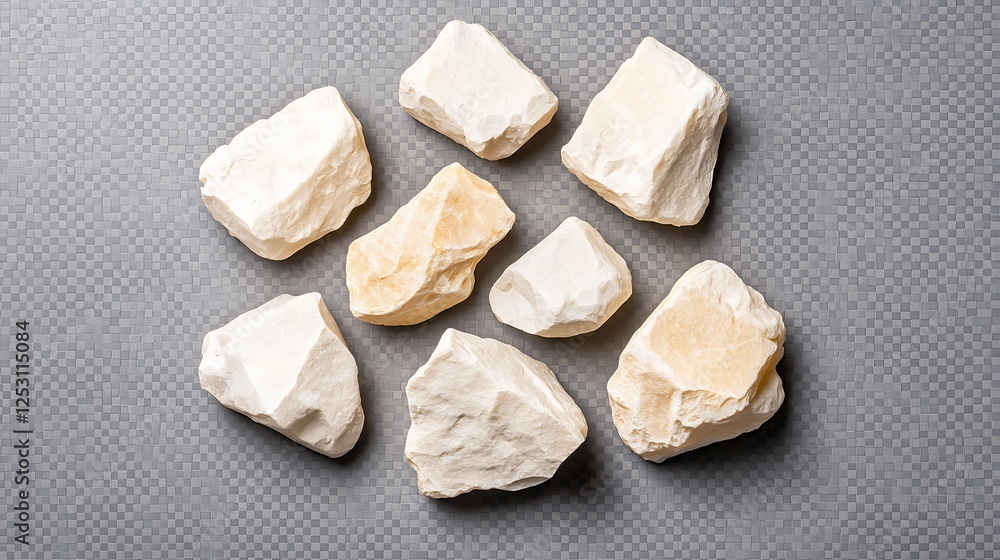 Raw Material Chunks On Gray Surface Raw Material Chunks On Gray Surface