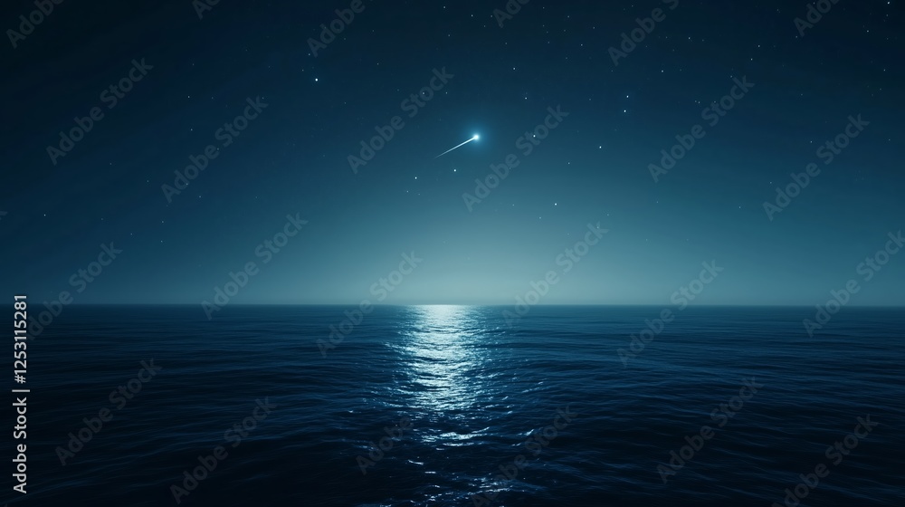 Cometa en el cielo, estrella en el firmamento, fondo azul marino foto realista Cometa en el cielo, estrella en el firmamento, fondo azul marino foto realista