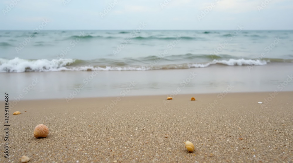A sandy beach with gentle waves A sandy beach with gentle waves