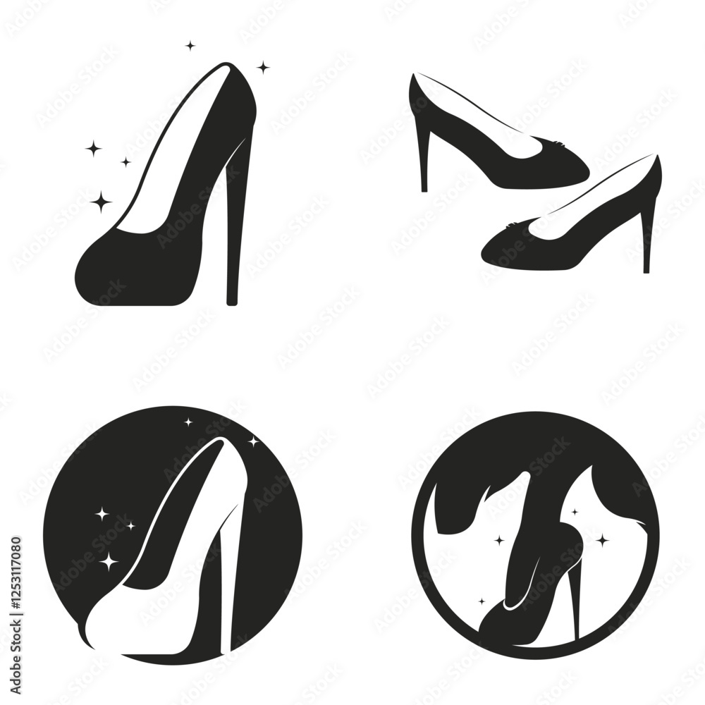 Obraz premium woman shoe ,High Heel logo vector template