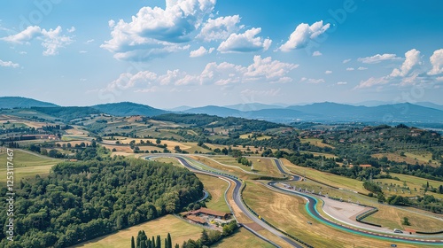 Aerial view of the picturesque mugello circuit in florence,