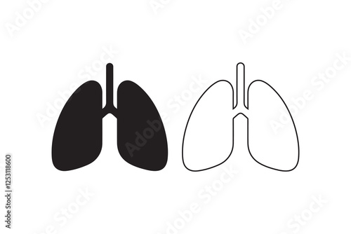 Lungs icon vector silhouette isolated in white background