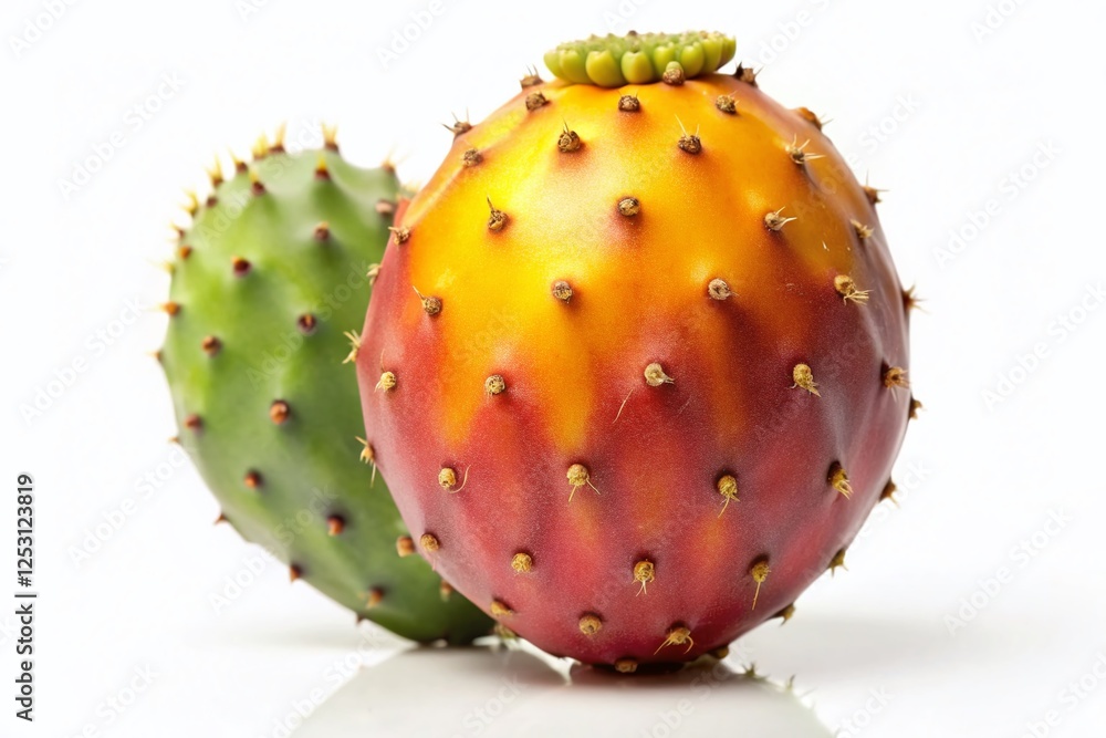 Prickly Pear Cactus Figs, Exotic Fruit, Isolated on White Background Prickly Pear Cactus Figs, Exotic Fruit, Isolated on White Background