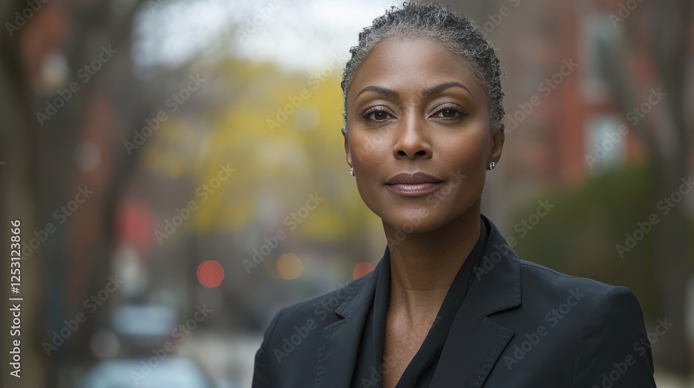 Confident Businesswoman in Urban Setting with Autumn Colors Confident Businesswoman in Urban Setting with Autumn Colors