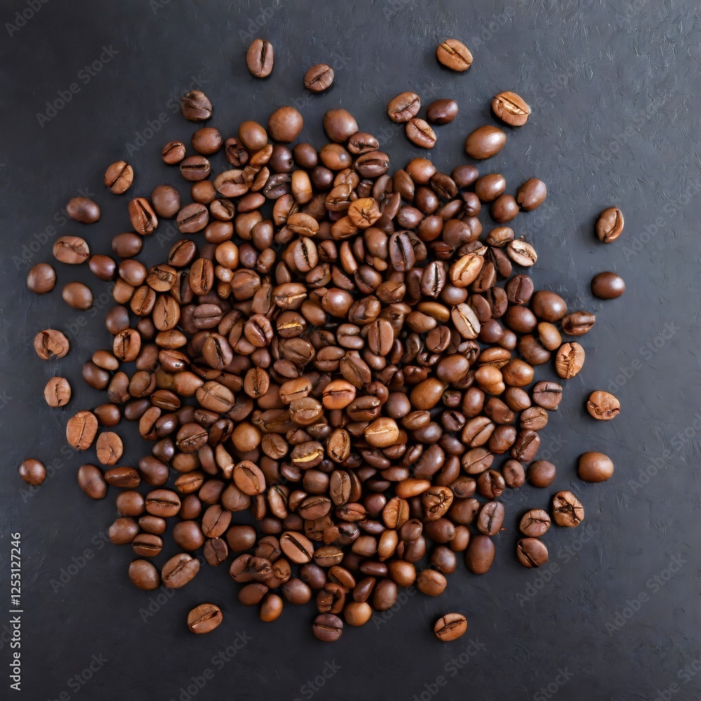 Roasted coffee beans forming a circle on dark background Roasted coffee beans forming a circle on dark background