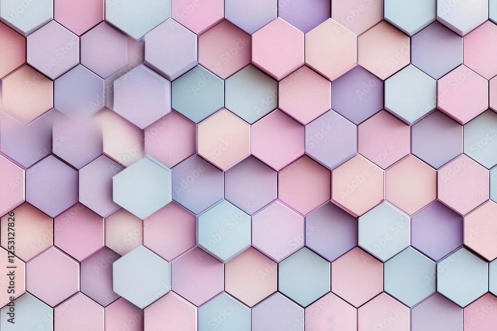 Elegant geometric design featuring a seamless pattern of overlapping hexagons in pastel gradient shades Elegant geometric design featuring a seamless pattern of overlapping hexagons in pastel gradient shades