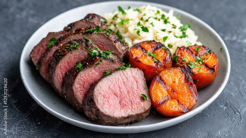 Sliced Venison Tenderloin with Roasted Apricots and Rice Sliced Venison Tenderloin with Roasted Apricots and Rice