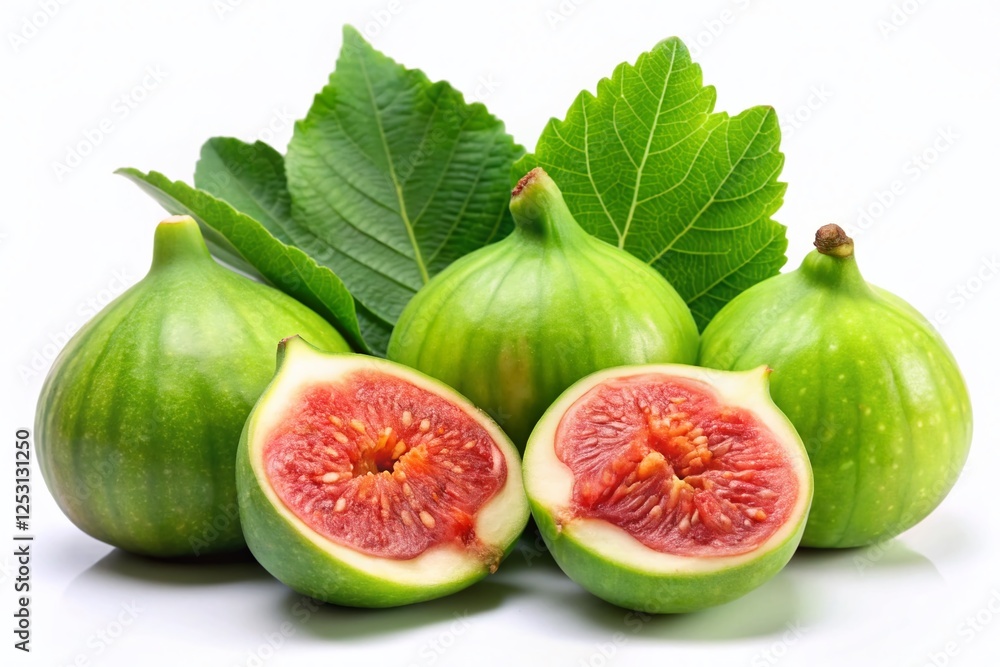 Ripe Green Figs Isolated on White Background - Healthy Mediterranean Fruit Ripe Green Figs Isolated on White Background - Healthy Mediterranean Fruit