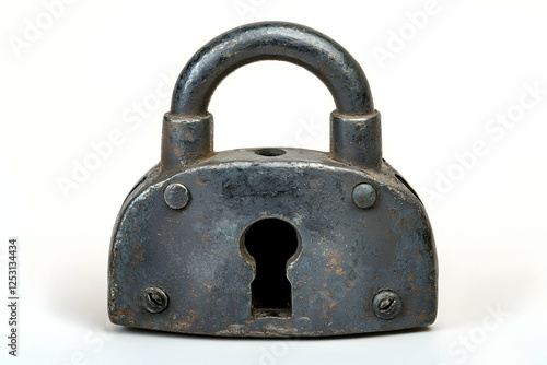 Old Padlock Security Metal Safety White Background photo