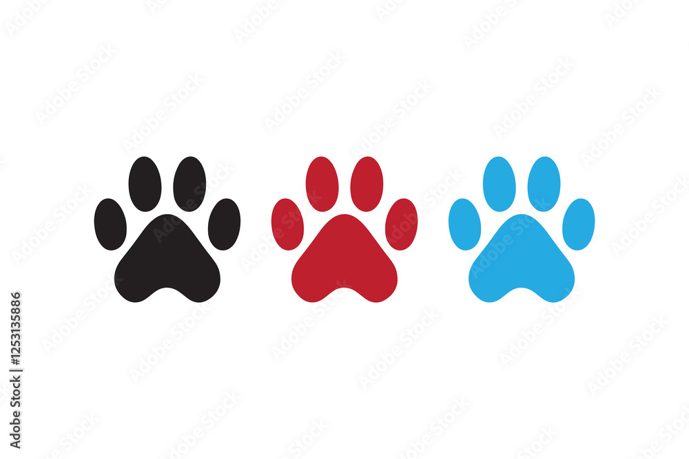 Animal paw icon vector silhouette isolated in white background Animal paw icon vector silhouette isolated in white background