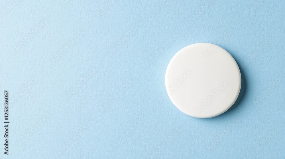 Blank white badge on blue background, mockup Blank white badge on blue background, mockup