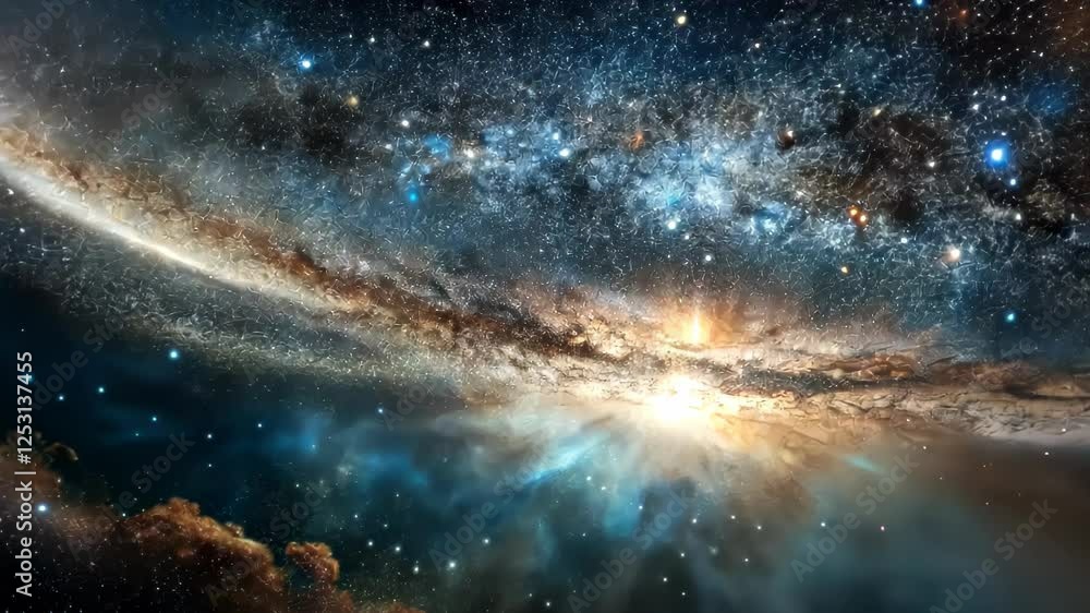 Exploring the vibrant beauty of the cosmos with dazzling stars and swirling galaxies illuminated by cosmic energy. Generative AI