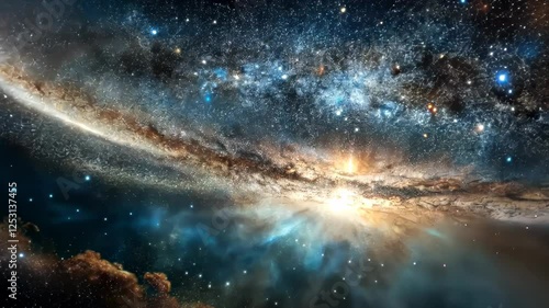 Exploring the vibrant beauty of the cosmos with dazzling stars and swirling galaxies illuminated by cosmic energy. Generative AI