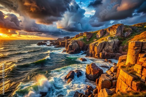 Dramatic Moody Kullaberg Cliffs Sweden Coastal Landscape Photography photo