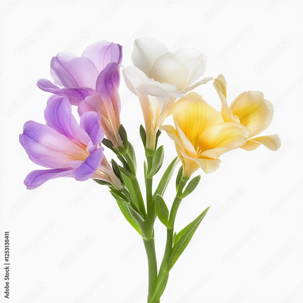 Colorful freesia bouquet on a plain background Colorful freesia bouquet on a plain background