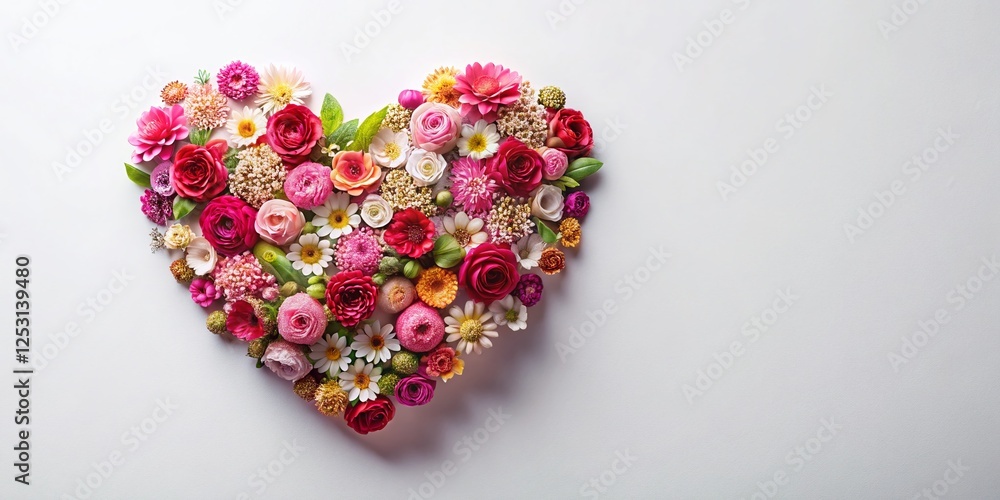Drone Aerial View Abstract Valentine's Heart Flower Pattern Design White Background Drone Aerial View Abstract Valentine's Heart Flower Pattern Design White Background