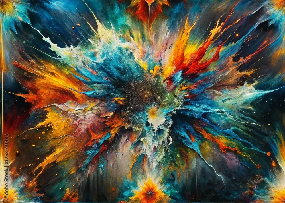 Dynamic Acrylic Paint Splashes on Raw Canvas - Low Light Photography Dynamic Acrylic Paint Splashes on Raw Canvas - Low Light Photography