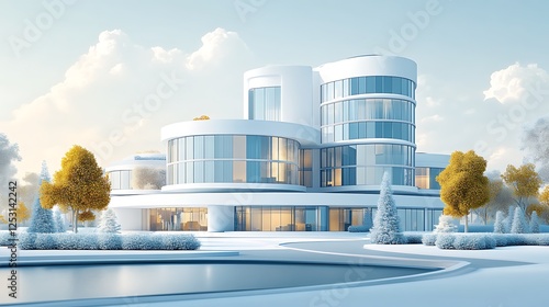 Modern Mansion in Winter Landscape photo