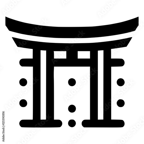 Modern Japanese logo, black geometric torii gate icon with clean lines