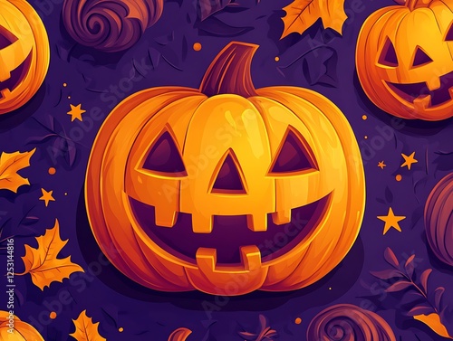 Halloween pumpkin seamless pattern photo