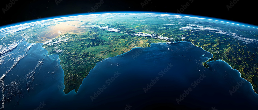 Fototapeta premium Earth's coast, space view, ocean, land
