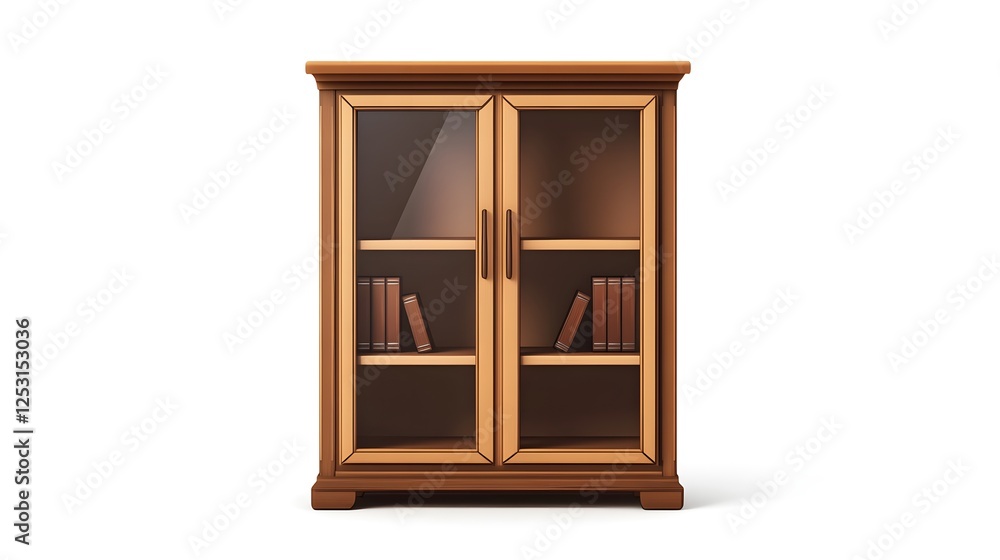 Elegant Wooden Bookcase with Shelves for Books and Decor in Classic Interior Elegant Wooden Bookcase with Shelves for Books and Decor in Classic Interior