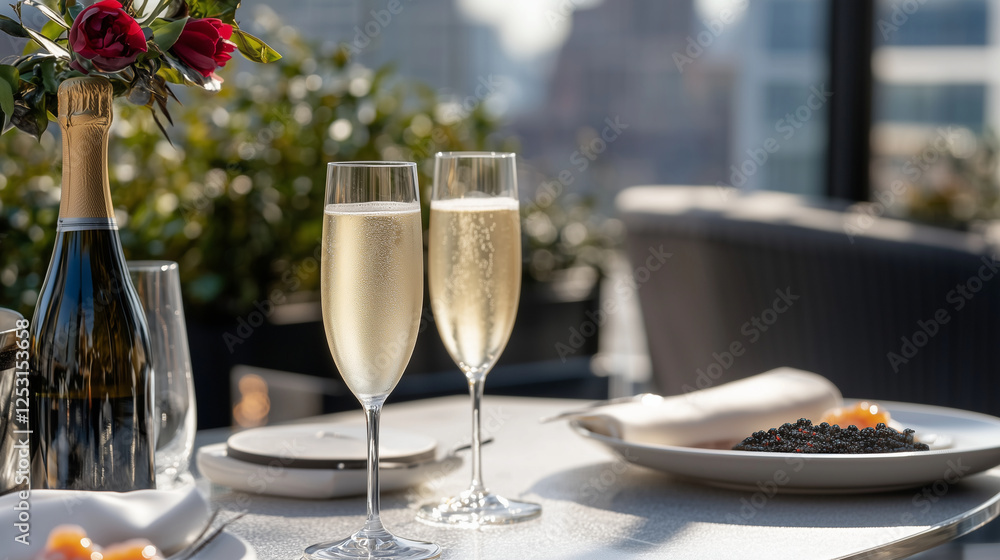 High Society Rooftop Brunch with Mimosas and Caviar High Society Rooftop Brunch with Mimosas and Caviar