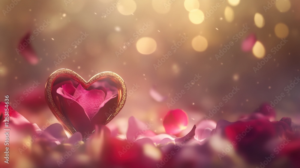 Beautiful and elegant surreal Valentine's Day card in pink, red and gold tones with soft white and lilac accents. Dreamy and warm romantic background. Greetings and romantic gifts. Beautiful and elegant surreal Valentine's Day card in pink, red and gold tones with soft white and lilac accents. Dreamy and warm romantic background. Greetings and romantic gifts.