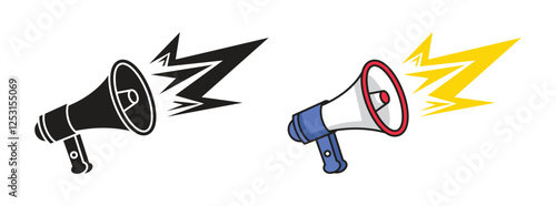 Megaphone vector icon in art silhouette and color style. Announcement, communication, notification and other icon symbols. Vector illustration
