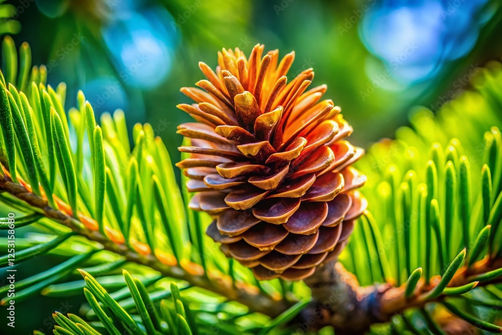Springtime Fir Tree: Developing Cone Close-Up - Nature Photography Springtime Fir Tree: Developing Cone Close-Up - Nature Photography