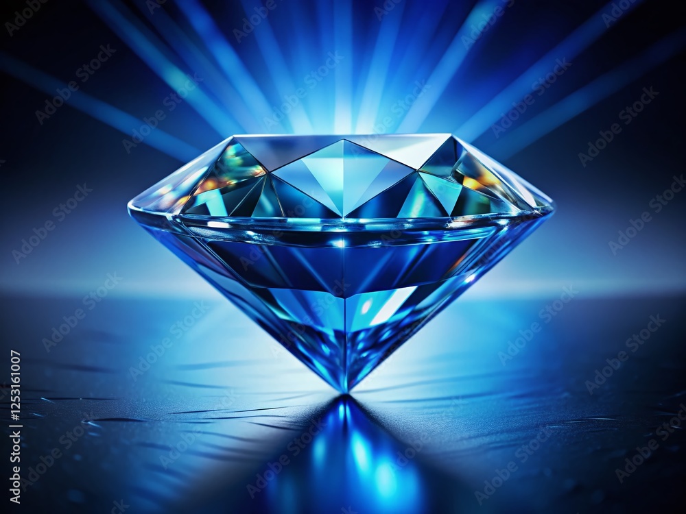 Stunning Blue Diamond Gemstone on Vibrant Blue Background - Luxury Jewelry Photography Stunning Blue Diamond Gemstone on Vibrant Blue Background - Luxury Jewelry Photography