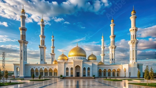 Grand Mosque with minarets and domes in Astana architecture, Kazakhstan, grand mosque,