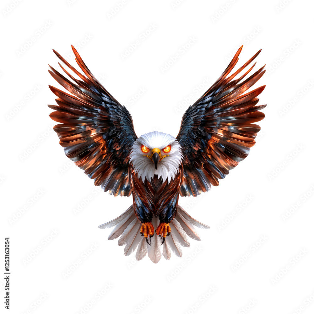 Obraz premium Fierce Metallic Bald Eagle with Wings Spread Wide