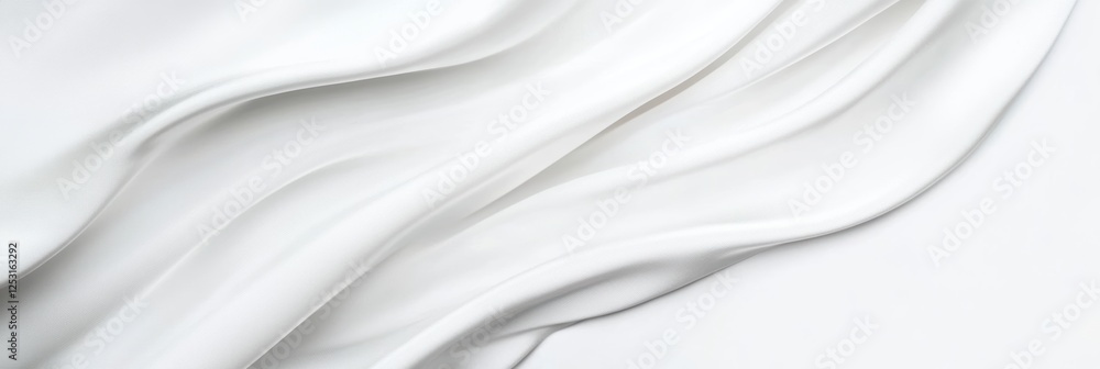Obraz premium Elegant white silk fabric with smooth flowing folds and soft texture background