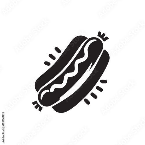  Hot Dog Icon, Vector Illustration On White Background. Abstract Black Food Icon Design For Bending, Websites, Online.	
