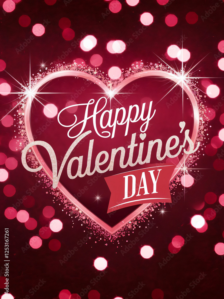 Valentine's Day red shiny greeting card with heart. Valentine's Day red shiny greeting card with heart.