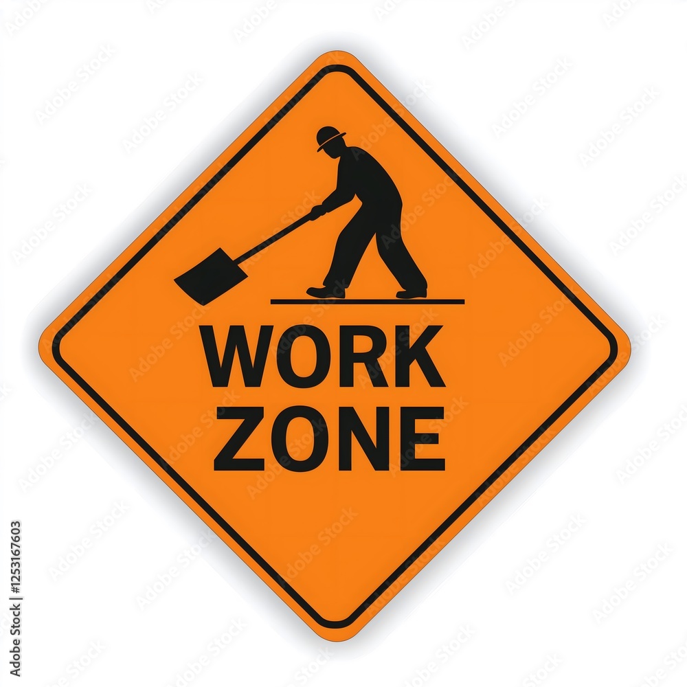 Orange Diamond Work Zone Construction Warning Sign Decal with Worker Symbol Icon, Safety Hazard Notice Sticker Road Maintenance Alert Traffic Label Orange Diamond Work Zone Construction Warning Sign Decal with Worker Symbol Icon, Safety Hazard Notice Sticker Road Maintenance Alert Traffic Label