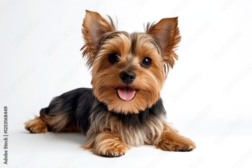 Adorable Yorkshire Terrier with Playful Expression Posing on White Background, Capturing the Charm and Personality of Small Dog Breeds Adorable Yorkshire Terrier with Playful Expression Posing on White Background, Capturing the Charm and Personality of Small Dog Breeds