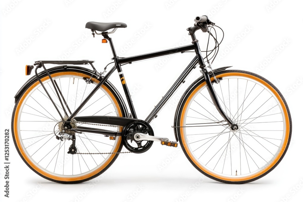 Classic Black Bicycle with Orange Accents, Ideal for City Commutes, and Weekend Rides, Versatile Design for Urban Cycling Enthusiasts and Adventurers Classic Black Bicycle with Orange Accents, Ideal for City Commutes, and Weekend Rides, Versatile Design for Urban Cycling Enthusiasts and Adventurers