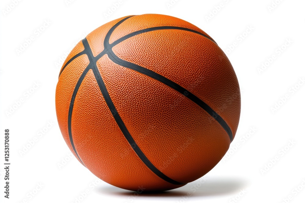 High-Quality Close-Up of a Textured Basketball with Intricate Detailing on a Bright White Background Ideal for Sports and Fitness Themes
