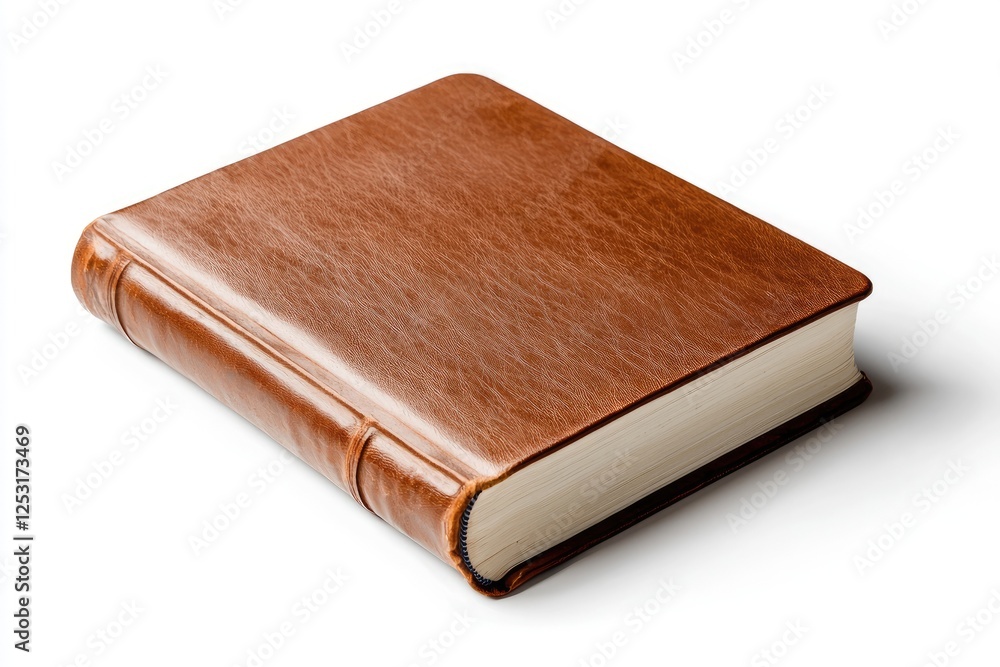 Elegant Brown Leather-Bound Book with Blank Pages on a White Background Ideal for Journaling, Note-Taking, and Creative Writing Projects Elegant Brown Leather-Bound Book with Blank Pages on a White Background Ideal for Journaling, Note-Taking, and Creative Writing Projects