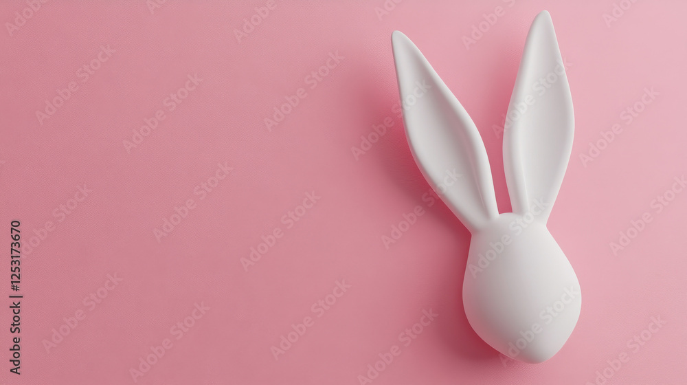 Fototapeta premium Soft pink background with white bunny ears for Easter vibes