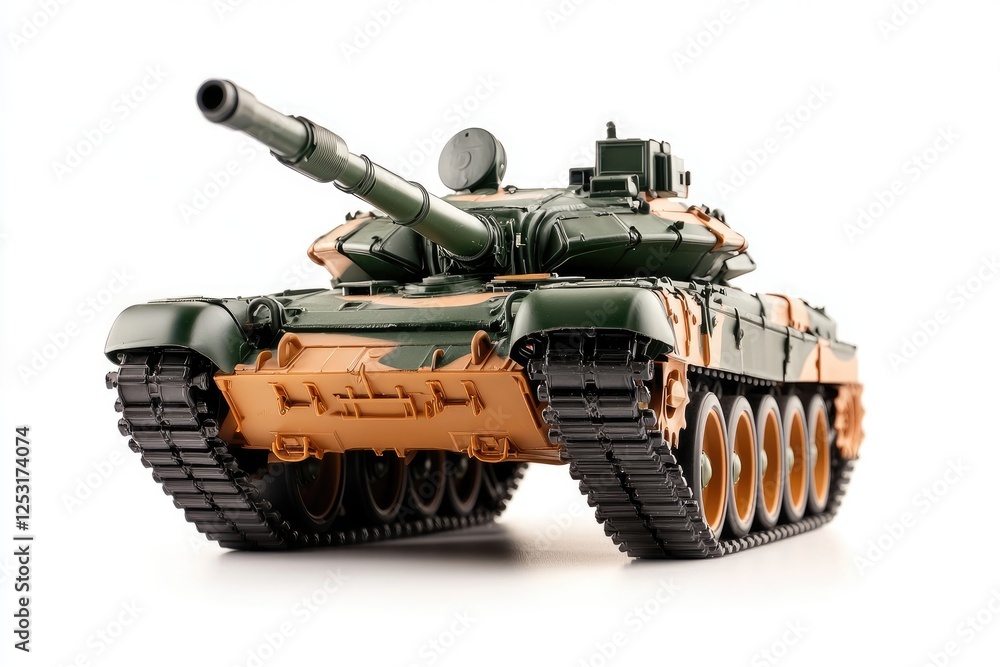 Detailed Close-Up of Military Tank Model Showcasing Realistic Features and High-Quality Design in a Studio Setting with White Background Detailed Close-Up of Military Tank Model Showcasing Realistic Features and High-Quality Design in a Studio Setting with White Background